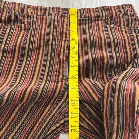 Tribal Striped Fall Colors Soft Warm High Rise Straight Leg Corduroy Pants 6 - Picture 6 of 7